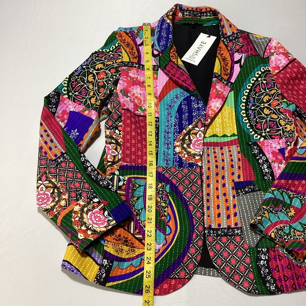 Women's Colorful Patchwork Blazer - Picture 9 of 11